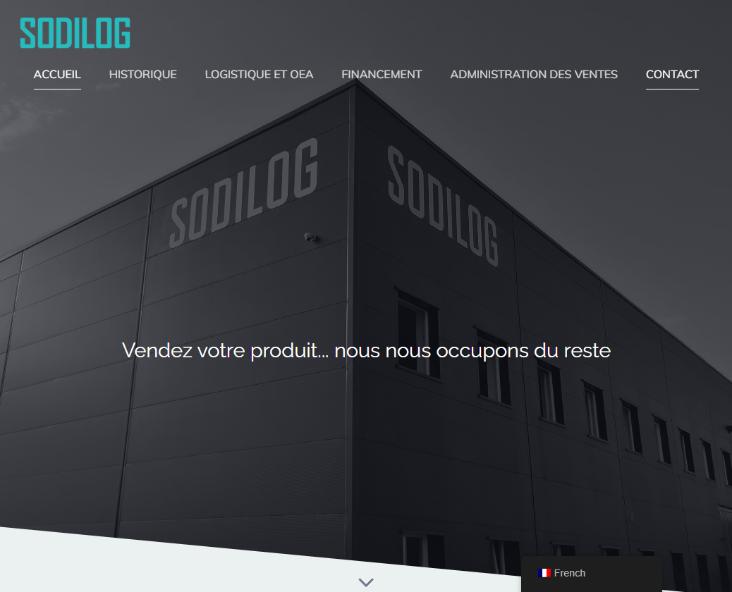 Aperçu du projet Site Web Sodilog montrant l'interface utilisateur et les fonctionnalités principales