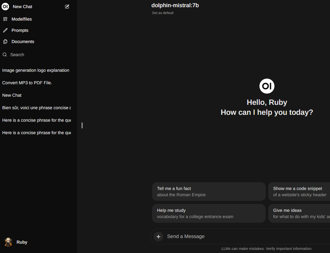 Aperçu du projet Ollama montrant l'interface utilisateur et les fonctionnalités principales